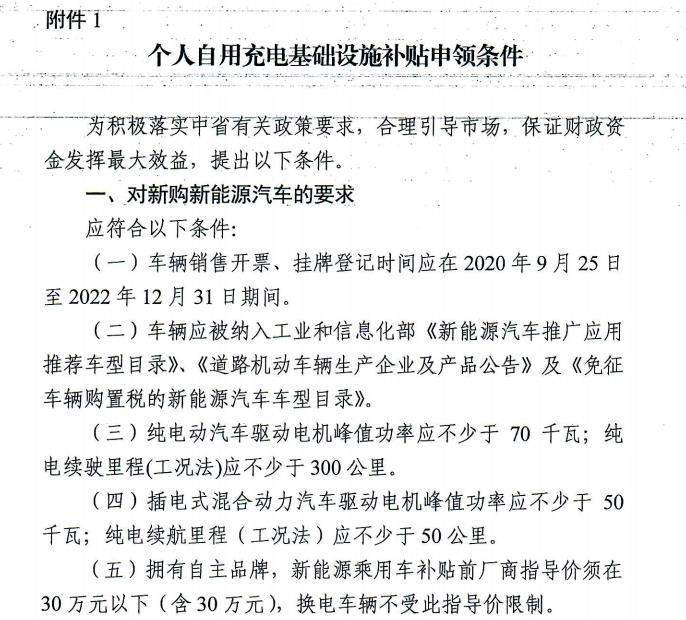 西安：个人自用充电桩每根补贴1万元