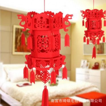 【毛毡绒布小灯笼】春节大红灯笼挂饰福字户外阳台宫灯新年过年装