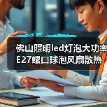 佛山照明led灯泡大功率E27螺口球泡风扇散热节能灯球泡灯照明灯（图2）